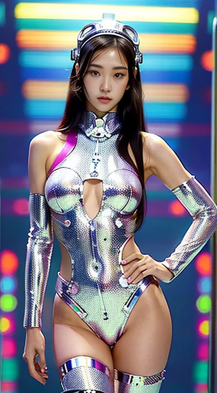 highest quality, shape, Very detailed, finely, High resolution, 8k wallpaper, 完璧なダイナミックな構shape, 美しくてBeautiful Eyes,Short Bob Hair、Big Breasts、Protruding nipples,Belly button piercing,Natural color lip, Bold sexy pose、smile、Adult female 30 years old、美shape、Adult sex appeal、Subject posing sexy for the camera,Sculpture model pose,((Realistic lighting, highest quality, 8k, masterpiece: 1.3)), Clear focus: 1.2, 1 girl, Perfect body beauty: 1.4, Slim Abs: 1.1, ((Dark brown hair, Big Breasts: 1.3)), (Finished with body paint,Transparent iridescent enamel zebra pattern rider suit: 1.4), (circuit, night: 1.1),Body Paint Dresses, whole body, Long legs, Shooting at sea, Very beautiful face, Beautiful Eyes, double eyelid,circuit