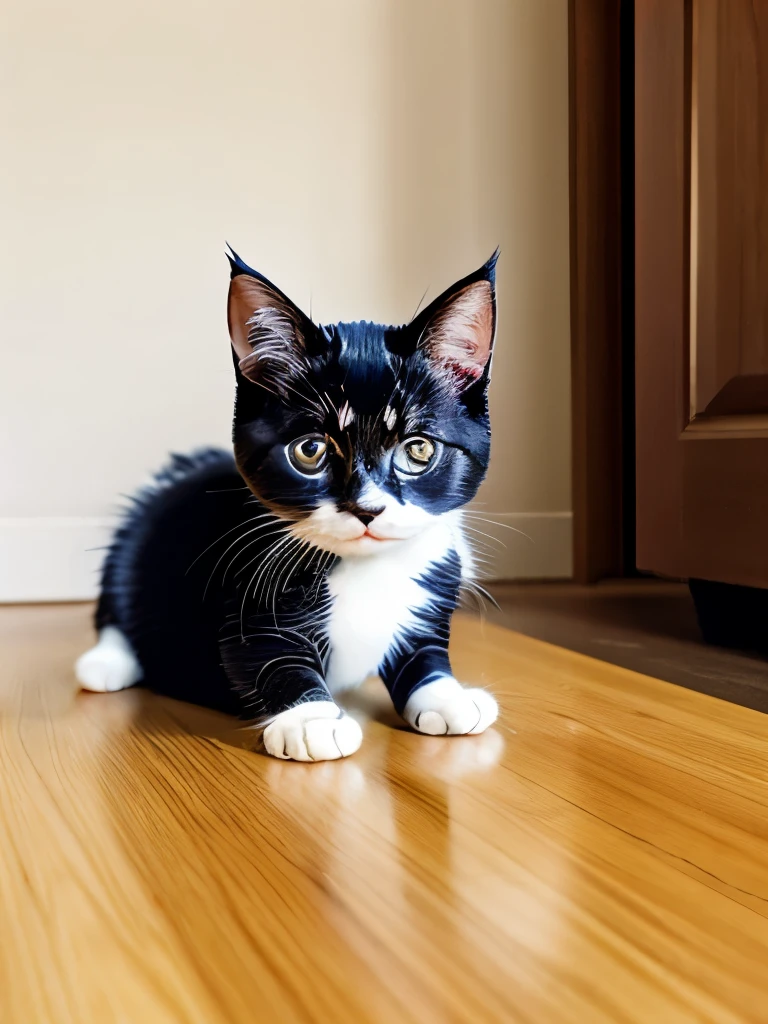 there is a cat that is laying down on a table, a cute cat, cute cat, awesome cat, cute cat photo, beautiful cat, an adorable kitten, sora as a cat, photo of a cat, beautiful cat feet, cat photo, the cutest kitten ever, smileeeeeee, a handsome, playful smirk, staring at the camera, cute kitten