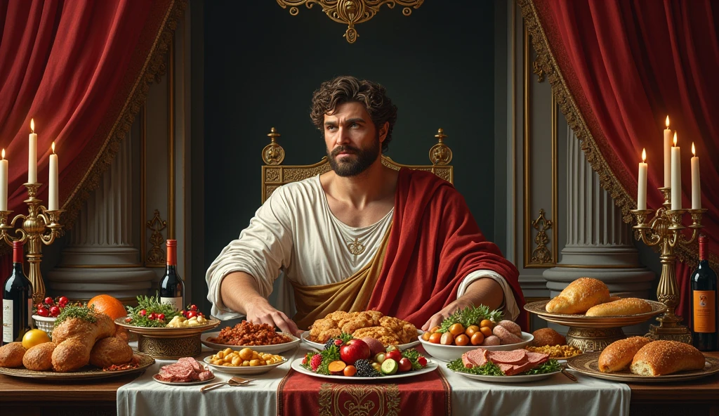 Romano Julio Cesar eating chicken without cutlery