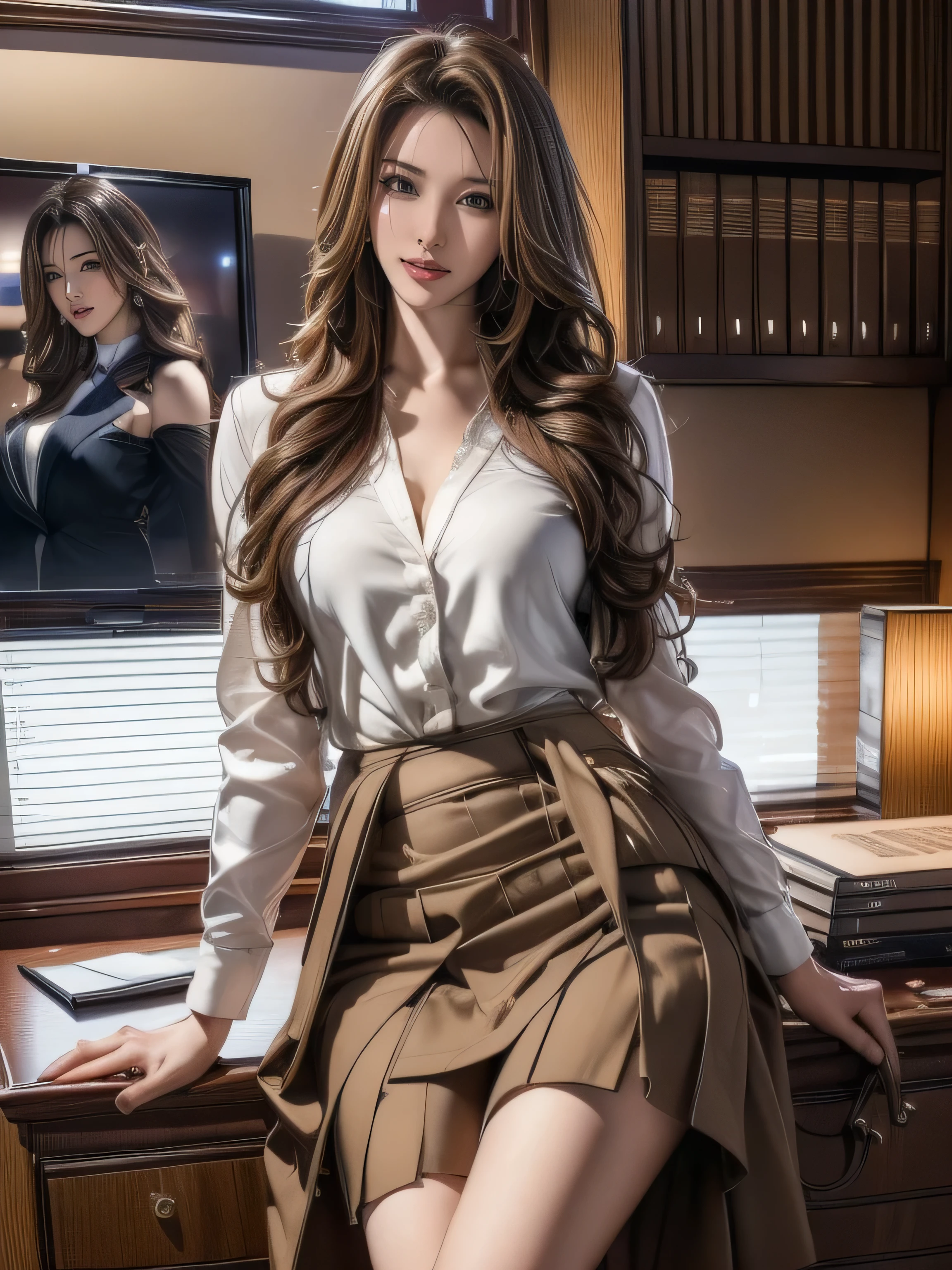 a 16 year old face of the most beautiful actress in the world, the perfect body proportions of a woman, the blazer for a female is firmly worn on the formal shirt which is covering her whole upper body, the panties which is worn under the short skirt are fully exposed thanks to her bare legs are opened, she is sitting on a sofa with spread her legs, the inside of the panties which is exposed from under short skirt is clearly seen through, nsfw, best quality, highly detailed, masterpiece, ultra high res, photo realistic, 8k
