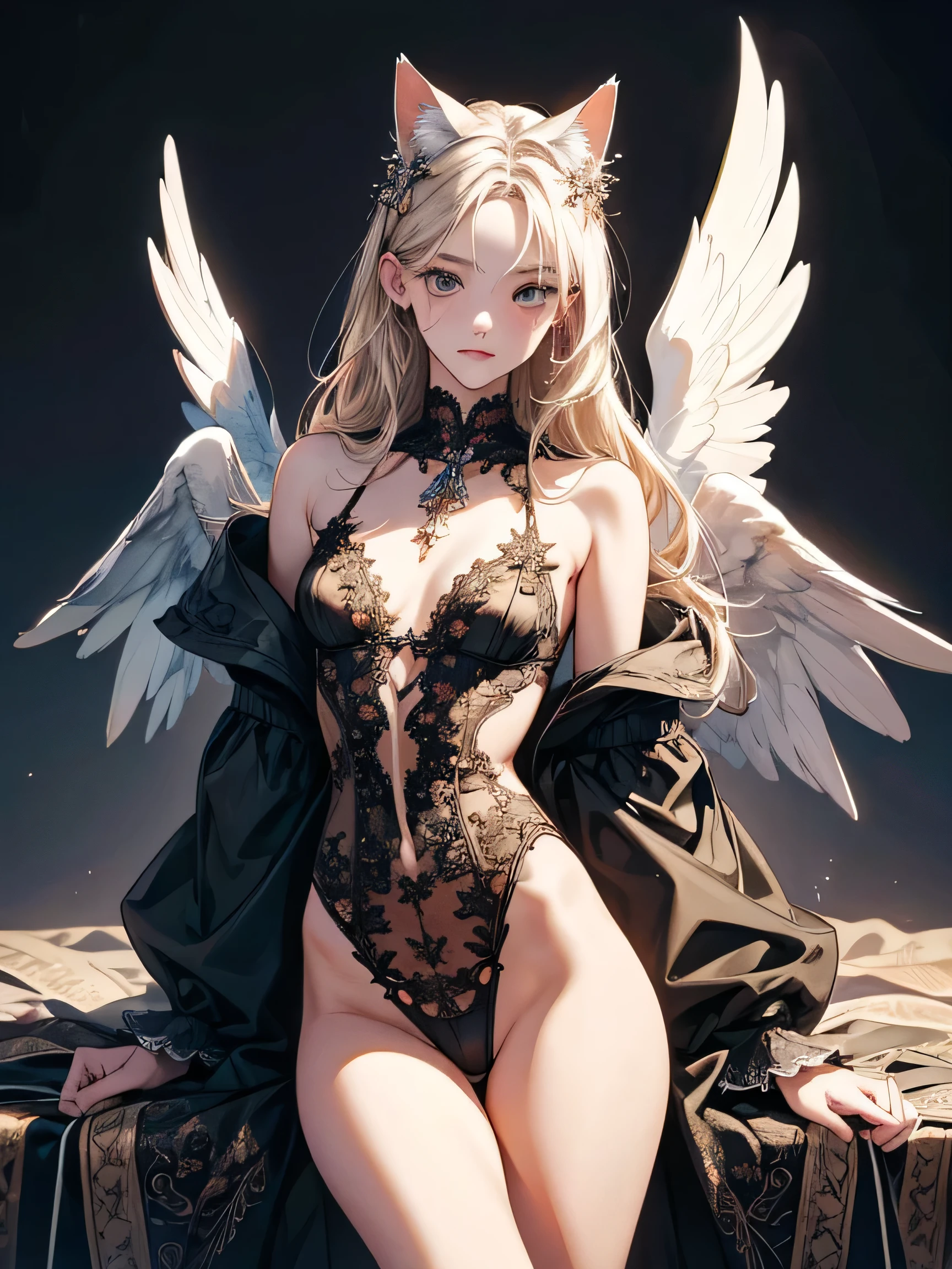 asian angel girl,White wings,white bra,hands tied behind her back,The body is bound by chains,Climb down,Prison background,Physical scars,Scarring all over the body,torture,Leather whip,