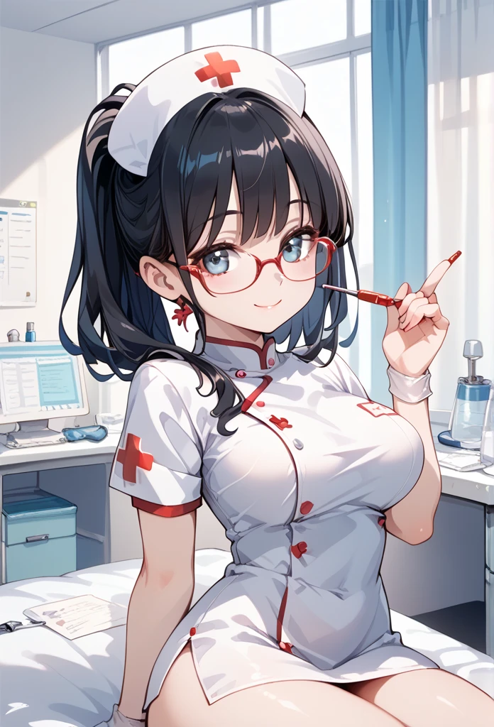 Black hair, glasses, nurse, New Year, smile