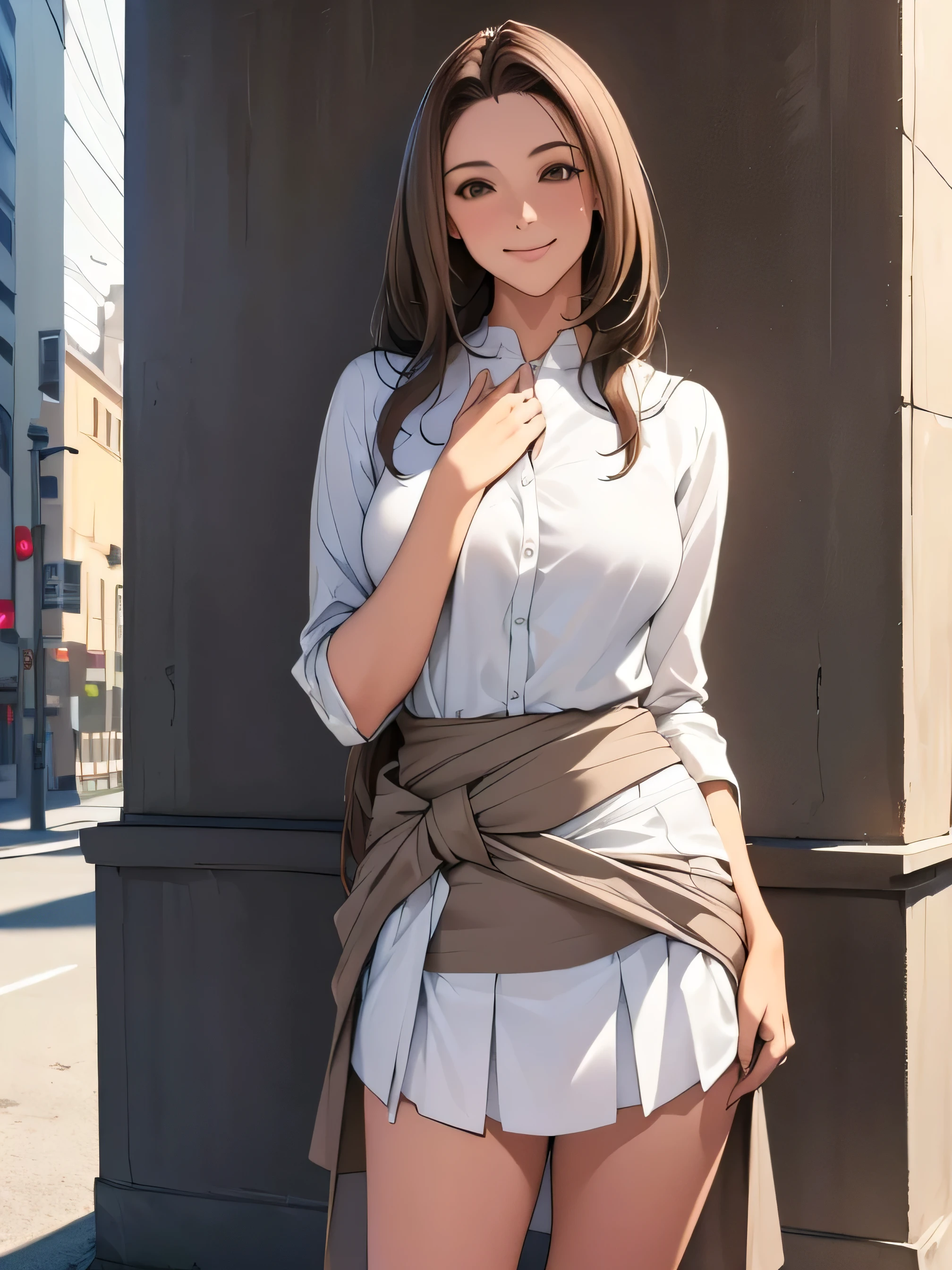 Very cute and beautiful girl、(Very detailedな美しい顔と目: 1.2)、(smile)、blush、Cowboy Shots、(White blouse with detailed ruffles)、Long Sleeve BREAK Standing、(Skirt lifted、White panties:1.5)、Dynamic Angle、Hair Ribbon、Black Hair、(Scarlet plaid mini skirt) 、Big city streets、break、Between buildings、crowd、(highest quality、masterpiece:1.2)、Disorganized、High resolution、Super detailed、Very detailed、32k、8k resolution、Intricate detailovie scenes、Detailed Background、solo、Dynamic Angle、