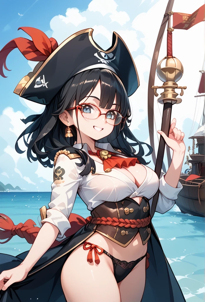 Black hair, glasses, pirate, New Year, smile