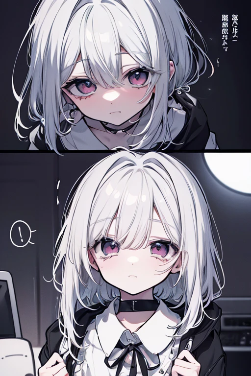 (((((In the tank))))))、A girl、White hair,Purple Eyes,In a jar、cute