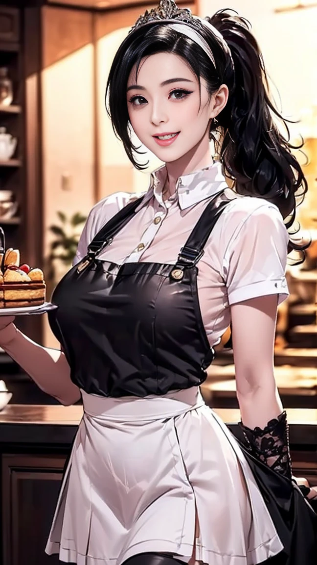 degenerate girl, big tits , wet pussy, asymmetrical face, Brown eyes, naked curvy barista, monkey apron only, perfect detailed 12k, cafe and bar, With lights ,gothic makeup