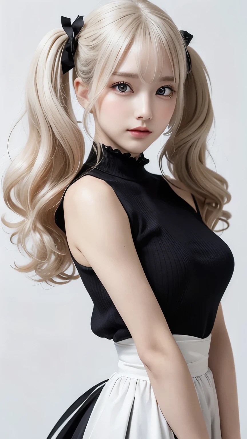 Gothic ****ta:2.0、round face:2.0、 Twin Tails 、forehead、Curly Hair:2.0、cowboy shot:2.0、Extreme pose、white Hair:1.0、Super Long Hair:2.0、Waist-length hair、Northern Europe:1.0、beautiful girl、White background、cute、Young、True Face、Shiny Hair、whole body、tab highest quality, figure, super detailed, finely, High resolution, 8k wallpaper, Perfect dynamic composition, detailed and beautiful eyes,blondes, Natural Color Lip,white background, random cute poses,
