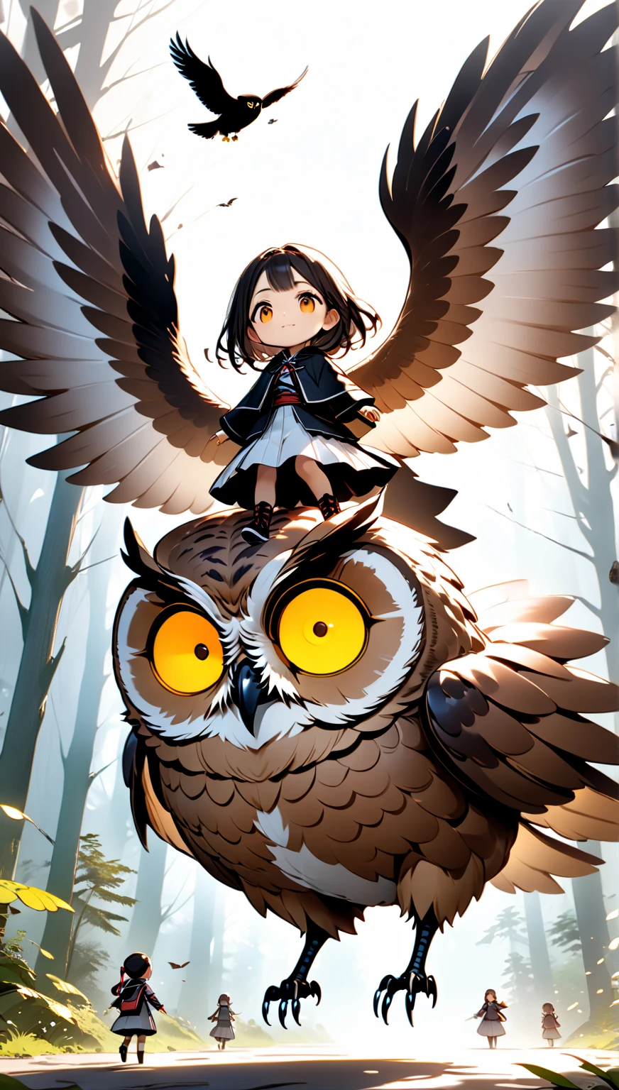  GIRL RIDING A GIANT OWL , Hzk,   Ultra Miniature Girl  , 