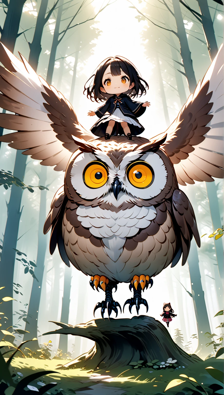  GIRL RIDING A GIANT OWL , Hzk,   Ultra Miniature Girl  , 