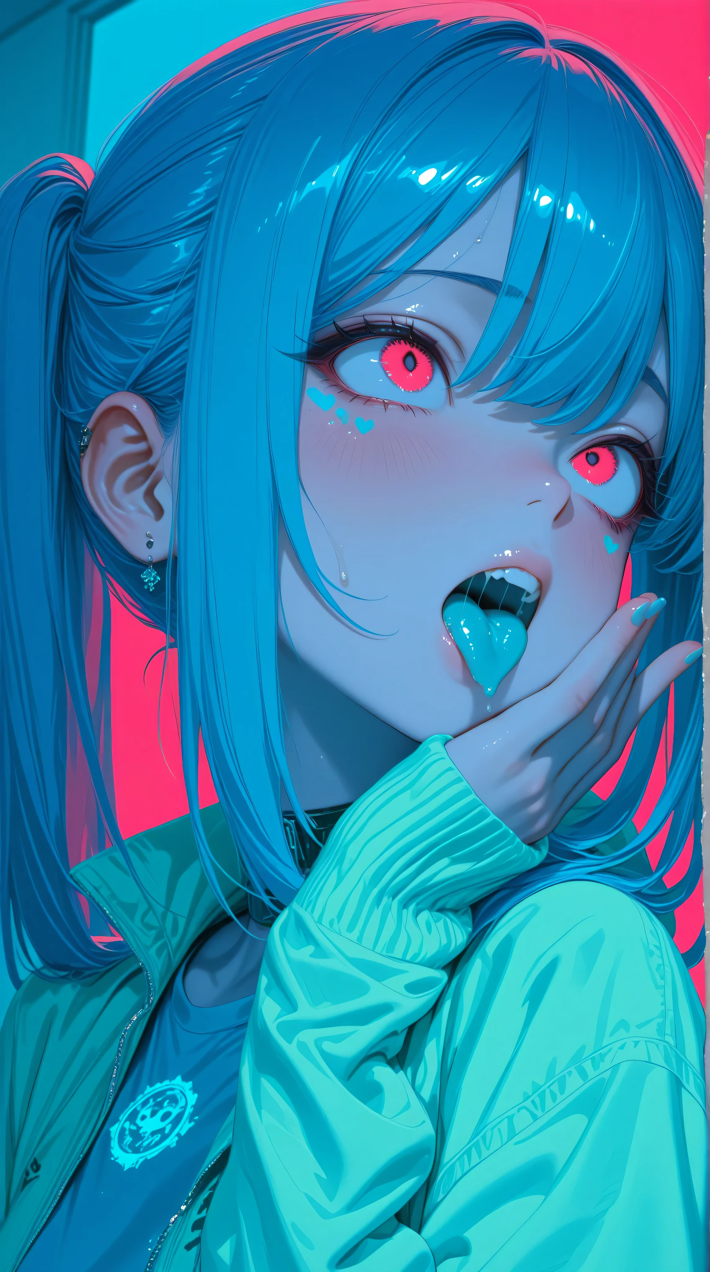 Kizi,Highly detailed, Amazing work,Vitreous luster,((clean backdrop)),In pink,(((blue colors))),green color,red colour,Best quality at best,clean backdrop。ahegao,