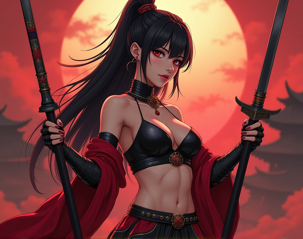 A pornographic nude anime woman warlord