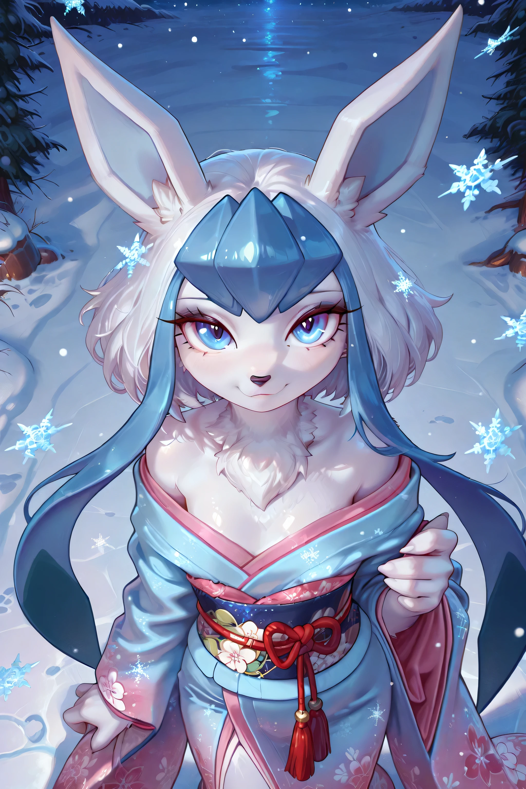 2D cartoon Disney character digital art of solo, kawaii, chibi female, young, anthro kizune, full white fur, glaceon:1.5, perfect antrho hands, perfect eyes, shoulderless blue and pink_kimono, transparent fur like ice, made of ice, seethrought bob hair, bare shoulders, three quarters.1.5, (rukia's bankai):1.5, flat chest:1.3char1 catches a snowflakes falling from above, aerial, full (top to bot):1.5, winter night, snowflake close_up, dynamic:1.5, sdxl, masterpiece, breathtaking, professional illustration, artic's auroras, flatlines, lineless, like art nouveau:1.3, (Impasto style:1.25), by oouna:1.2, (nova diffusion xl). superb linework, classic 2D Disney style art, close-up, inspired by the art styles of Glen Keane and Aaron Blaise, Disney-style character concept with a Disney-style face, (trending on artstation), Disney-style version of solo, kawaii, chibi female, young, anthro kizune, full white fur, glaceon:1.5, perfect antrho hands, perfect eyes, shoulderless blue and pink_kimono, transparent fur like ice, made of ice, seethrought bob hair, bare shoulders, three quarters.1.5, (rukia's bankai):1.5, flat chest:1.3char1 catches a snowflakes falling from above, aerial, full (top to bot):1.5, winter night, snowflake close_up, dynamic:1.5, sdxl, masterpiece, breathtaking, professional illustration, artic's auroras, flatlines, lineless, like art nouveau:1.3, (Impasto style:1.25), by oouna:1.2, (nova diffusion xl)