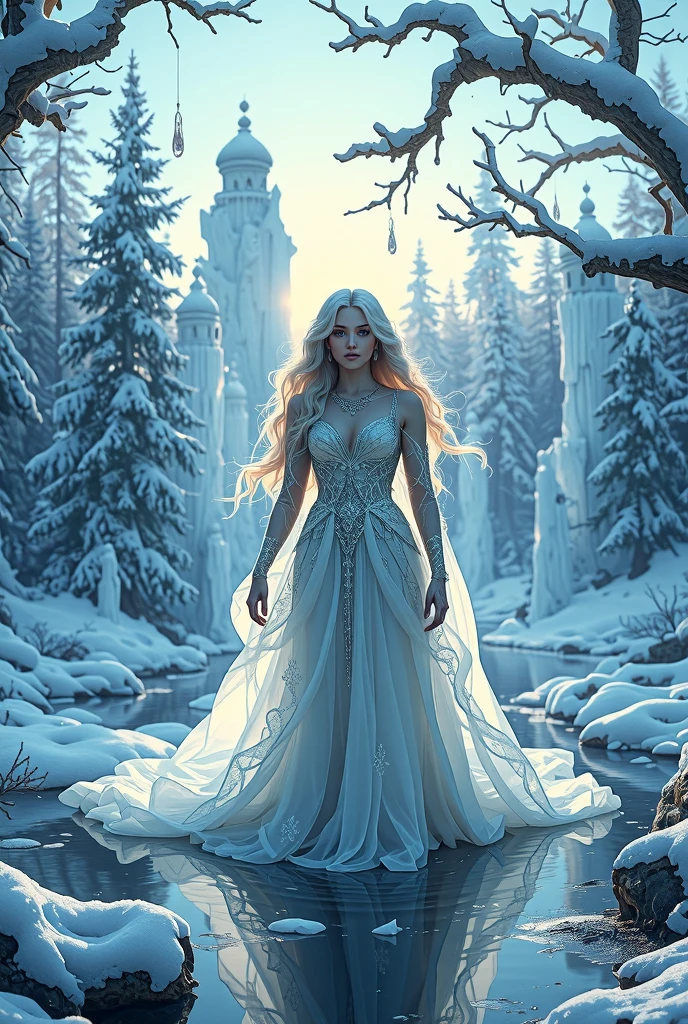 Wallpaper: ice and snow forest, goddess born in water