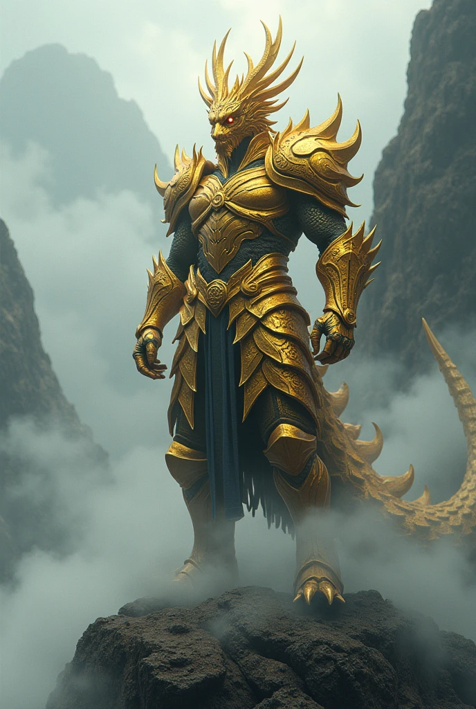 ((raw photo)), ((masterpiece)), anthropomorphic humanoid NagaSerpentGod , golden crest, intricate detail, futobot, intricate Greebles parts, dramatic lighting, rim lighting,