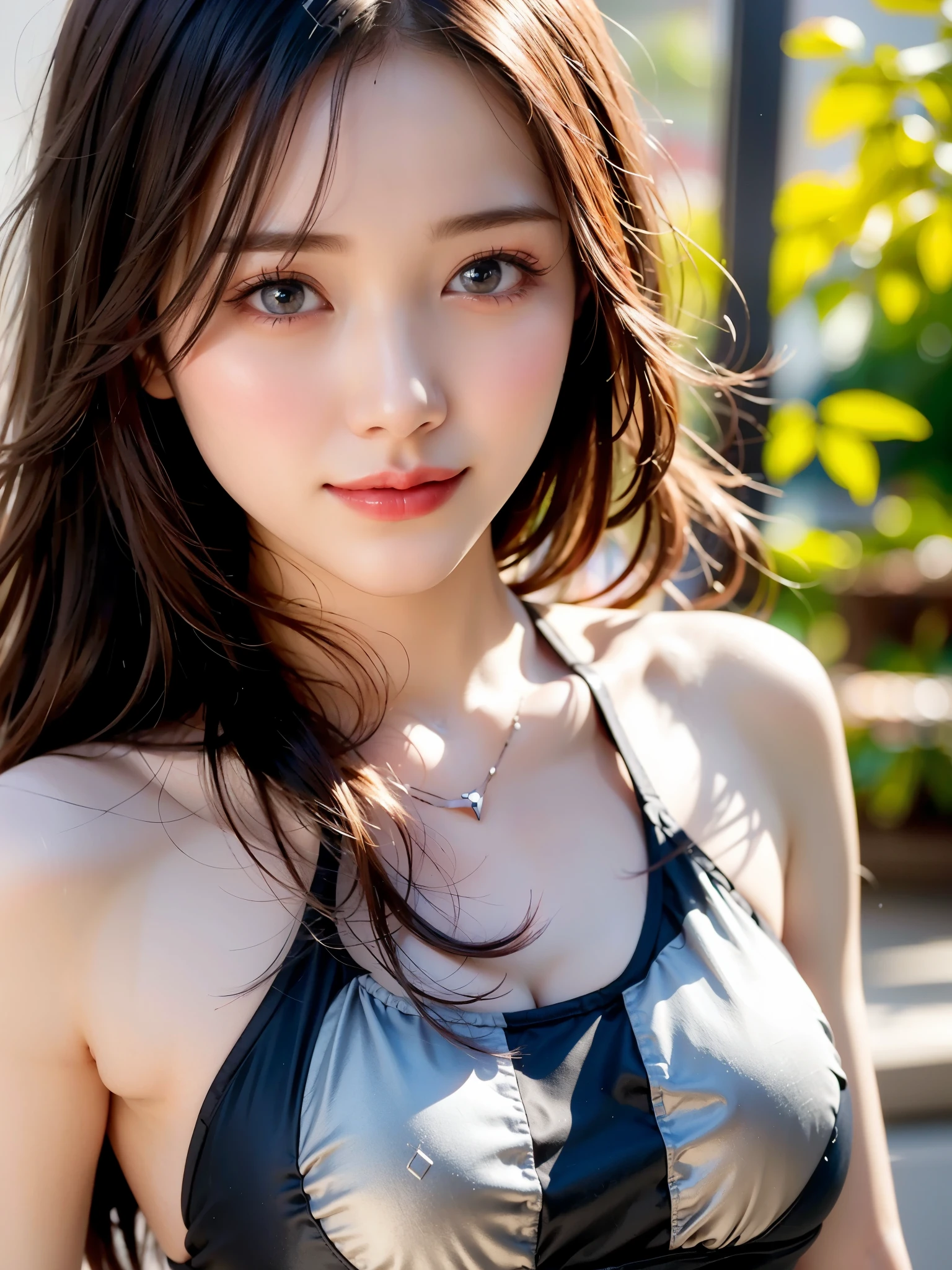 top quality、 Super high resolution 、(Photographically: 1.4)、  beautiful eyes、 1 elegant mature woman、 very beautiful 、smile, ( plump), (big), ( exposure ), ( Detailed explanation of the hair ), (Detailed facial description ), ( Detailed Body Description  ), ( Clear White Muscles),  Unmatched Beauty , (Ultimate beauty), ( Fat Evil Goddess),  long legs ,  metallic purple competitive swimsuit :1.3,  20-year-old male doctor walking around the hospital , compensate, (smile,lipstick:1.1), ( eyeliner :1.2),  mascara,  eyeshadow, big breasts, (45 years old,: 1.4), ( face in the center of the screen: 1.4),