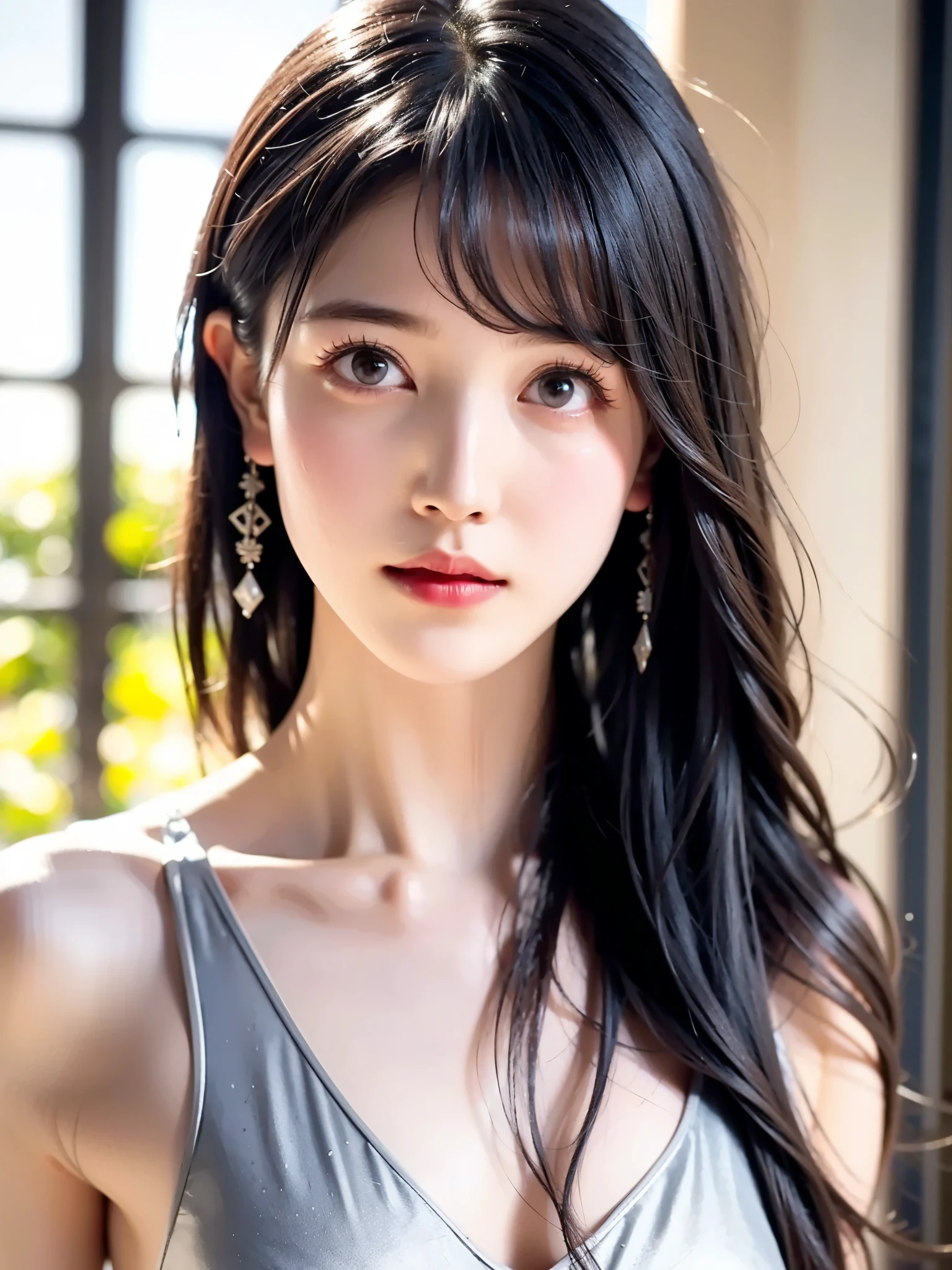 top quality、 Super high resolution 、(Photographically: 1.4)、  beautiful eyes、 1 elegant mature woman、 very beautiful 、 wave hair, ( plump), (big), ( exposure ), ( Detailed explanation of the hair ), (Detailed facial description ), ( Detailed Body Description  ), ( Clear White Muscles),  Unmatched Beauty , (Ultimate beauty), ( Fat Evil Goddess),  long legs ,  metallic purple competitive swimsuit :1.3,  20-year-old male doctor walking around the hospital , compensate, (lipstick:1.1), ( eyeliner :1.2),  mascara,  eyeshadow, big breasts, (45 years old,: 1.4), ( face in the center of the screen: 1.4),