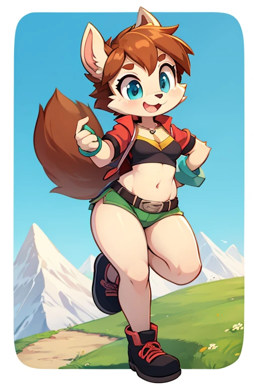 boy, squirrel, furry, bodyfur, bra, bottomless, green tights, gloves, boots