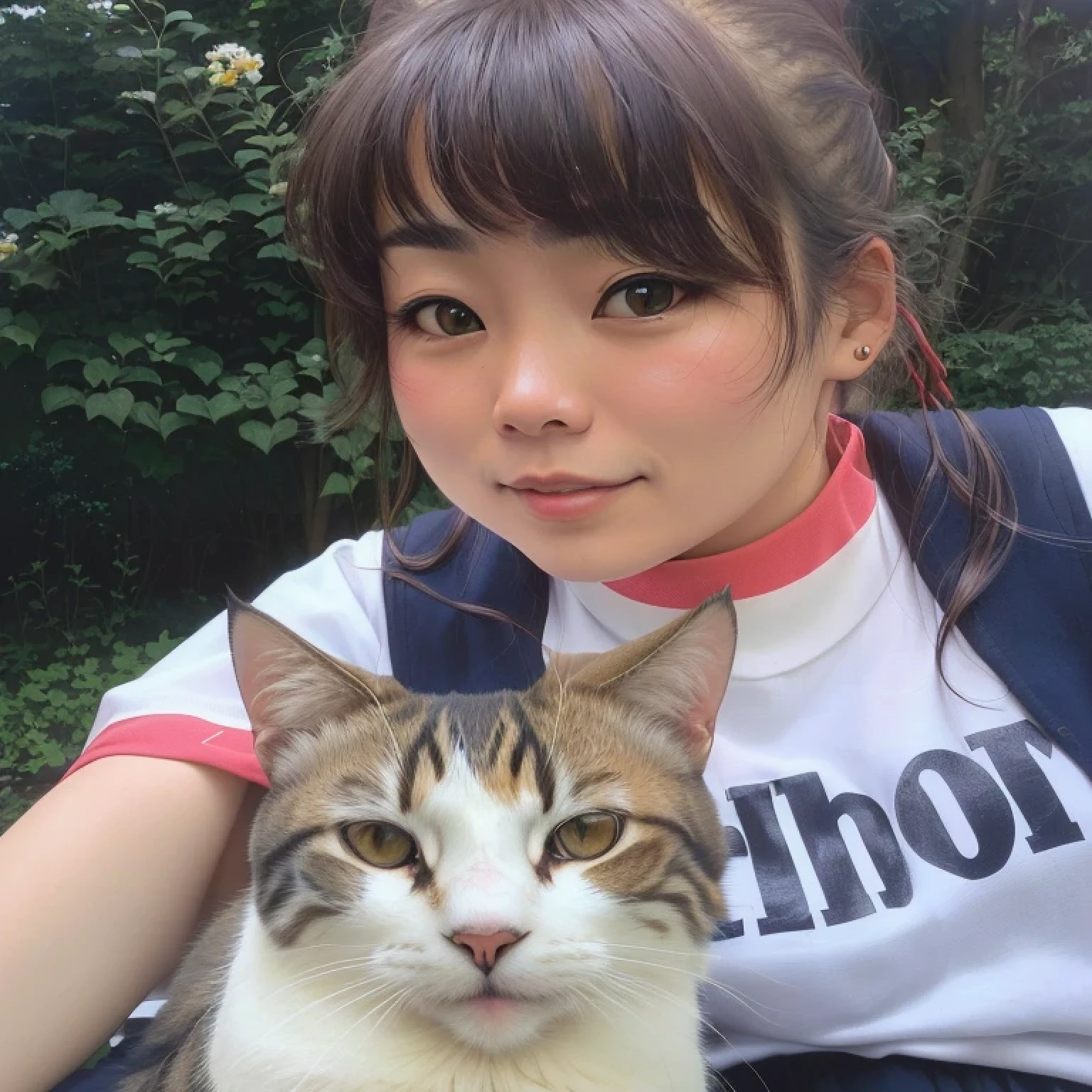 Cat girl, Bottomless, 10 years old, Frowning, Grin, , outside, tail, 取りoutsideし可能な袖, Have