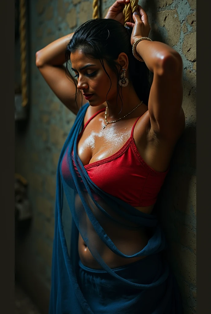 araffe woman in a purple bikini and red sari in the rain, sexy movie photo, indian goddess, indian, indian super model, very seductive pose, provocative indian, gorgeous woman, covered in water drops, sexy girl, stunning woman, cleavage, very beautiful woman, seductive pose, close body shot, seductive lady, desi, gorgeous lady, candid shot, traditional beauty