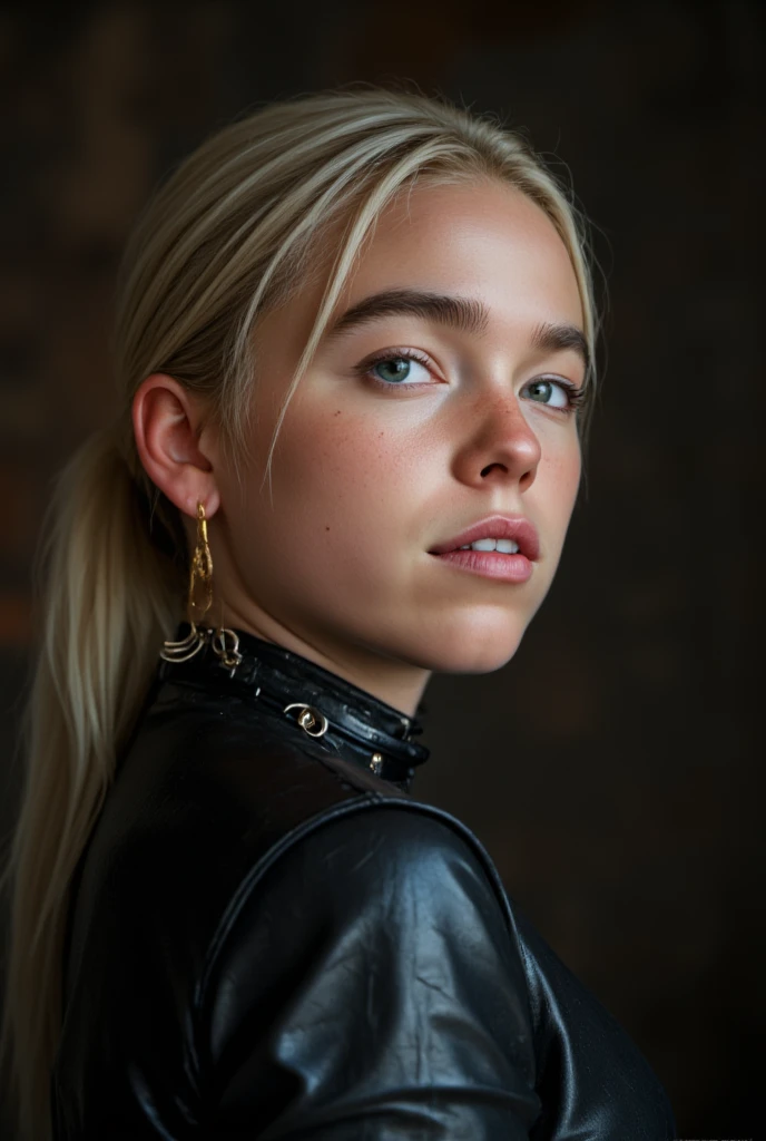 Milly Alcock,blonde ponytail,bondage 