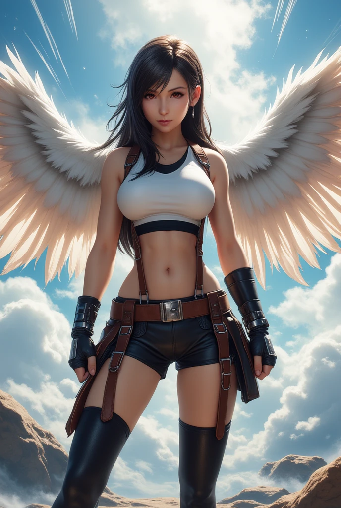 tifa lockhart  with wings, mha art style
