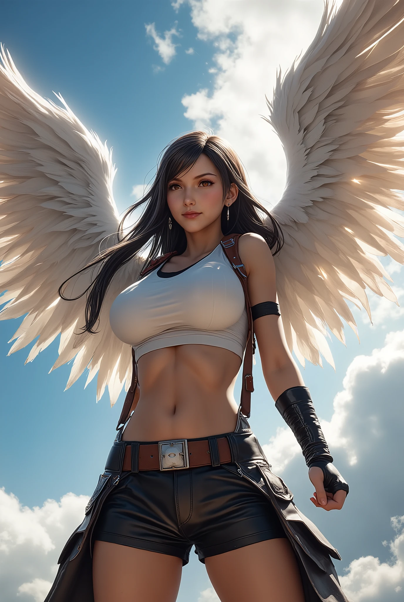 tifa lockhart  with wings, mha art style
