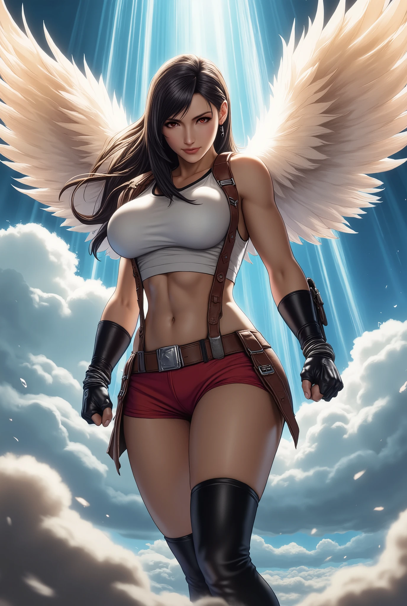 tifa lockhart  with wings, mha art style
