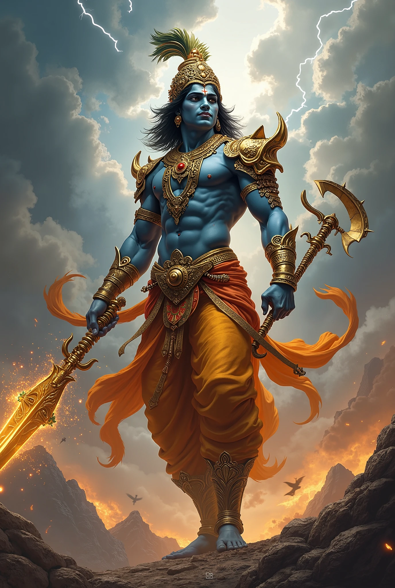 Lord Hanuman, Hindu God, Angry, Fighting an Asura