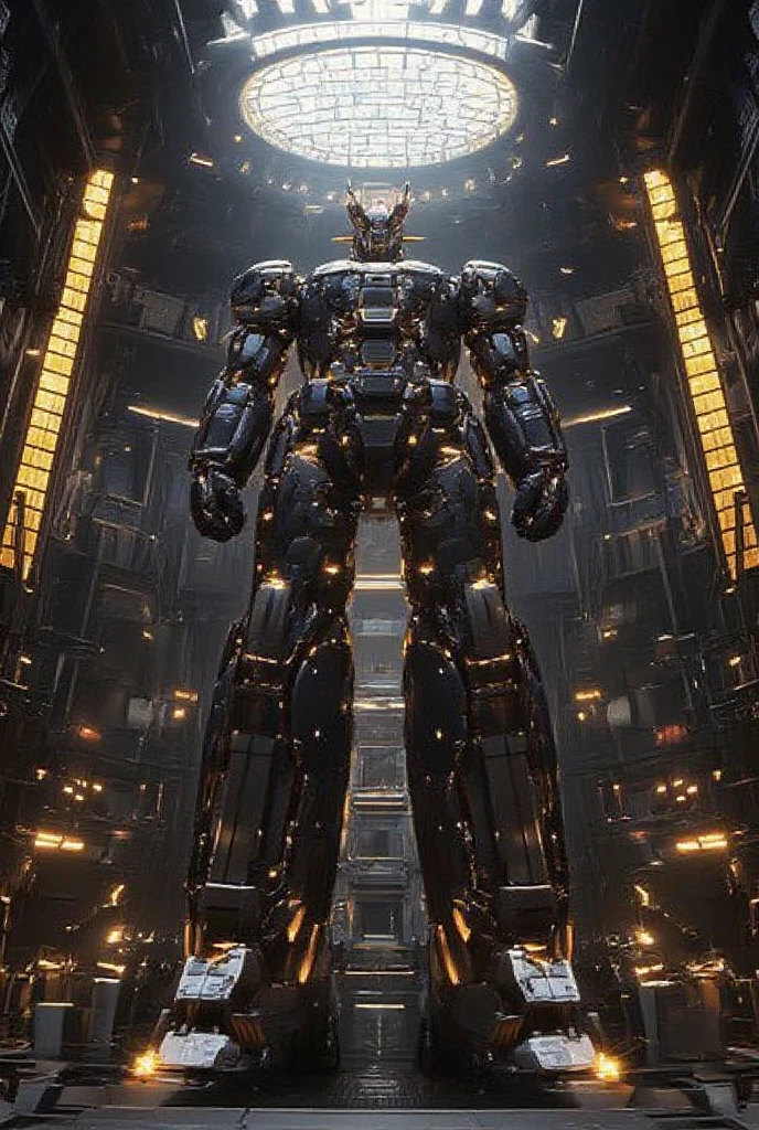  a very realistic version of the modified Mazinger Z,  stands 100 meters high ahead .   It's built with modern materials such as steel  ,   Carbon Fiber  ,   Other industrial elements are also visible  ,   just like the real thing  ,   has been carefully recreated 。.  set in a modern nuclear reactor facility 、 an industrial environment where a high voltage current flows and emits light   ,   Masinger Z standing around  ,   are illuminated by natural light  、  A huge structure highlighted by realistic shadows  . LED light lighting  　Gundam