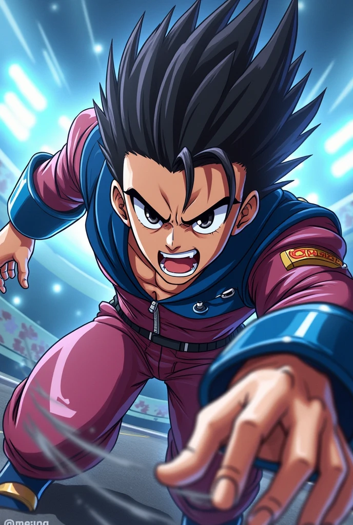 (obra-prima, melhor qualidade, ultra-detalhado, melhor sombra), (fundo detalhado, fantasia escura), (sexy: 1.3), foco masculino, 1boy, vegetto, uniform soccer