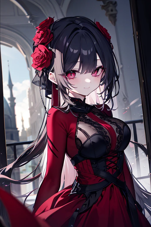 (masterpiece), A woman holding a blooming flower in one hand, while the other hand reveals a devilish grasp, her expression bearing an enigmatic smile. The petals of the flower are in vibrant hues, contrasting the ominous shadows cast by her unusual accessory. The sunlight filters through the dense foliage behind her, casting a warm glow on her seductive figure, clad in a revealing red dress. Her eyes, half-lidded with temptation, glint with an otherworldly allure. This artwork teems with intrigue, inviting viewers to ponder the paradoxical nature of beauty and darkness. (top-quality, super detailed, hyper realistic)