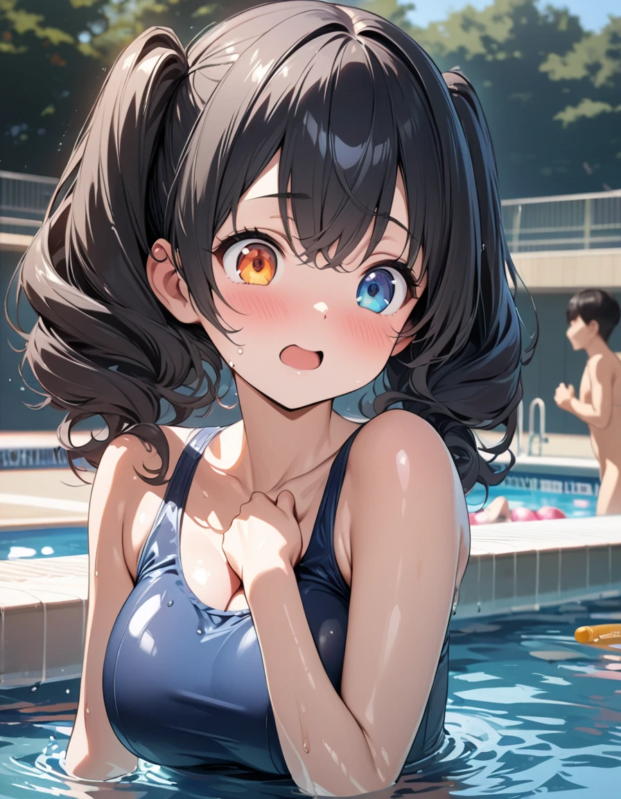 Highest quality、High resolution、Detailed Background、(Beautiful face in every detail:1.4)、Anatomically correct、(Detailed facial expressions)、(Detailed eyes:1.2)、age beauty、cute hair color、Braided Ponytail、Braided bob cut、Braided twin tails、Navy school swimsuit、(Huge breasts:1.2)、Perfect body line、Thick thighs、Please show me your whole body、
(Five beautiful girls in school swimsuits having fun in the school pool:1.5)、
A big smile、Laughing with your mouth open、My whole body is wet、My hair is wet too、A fun atmosphere、Embrace each other、Cute gestures、Accentuate your breasts、cute