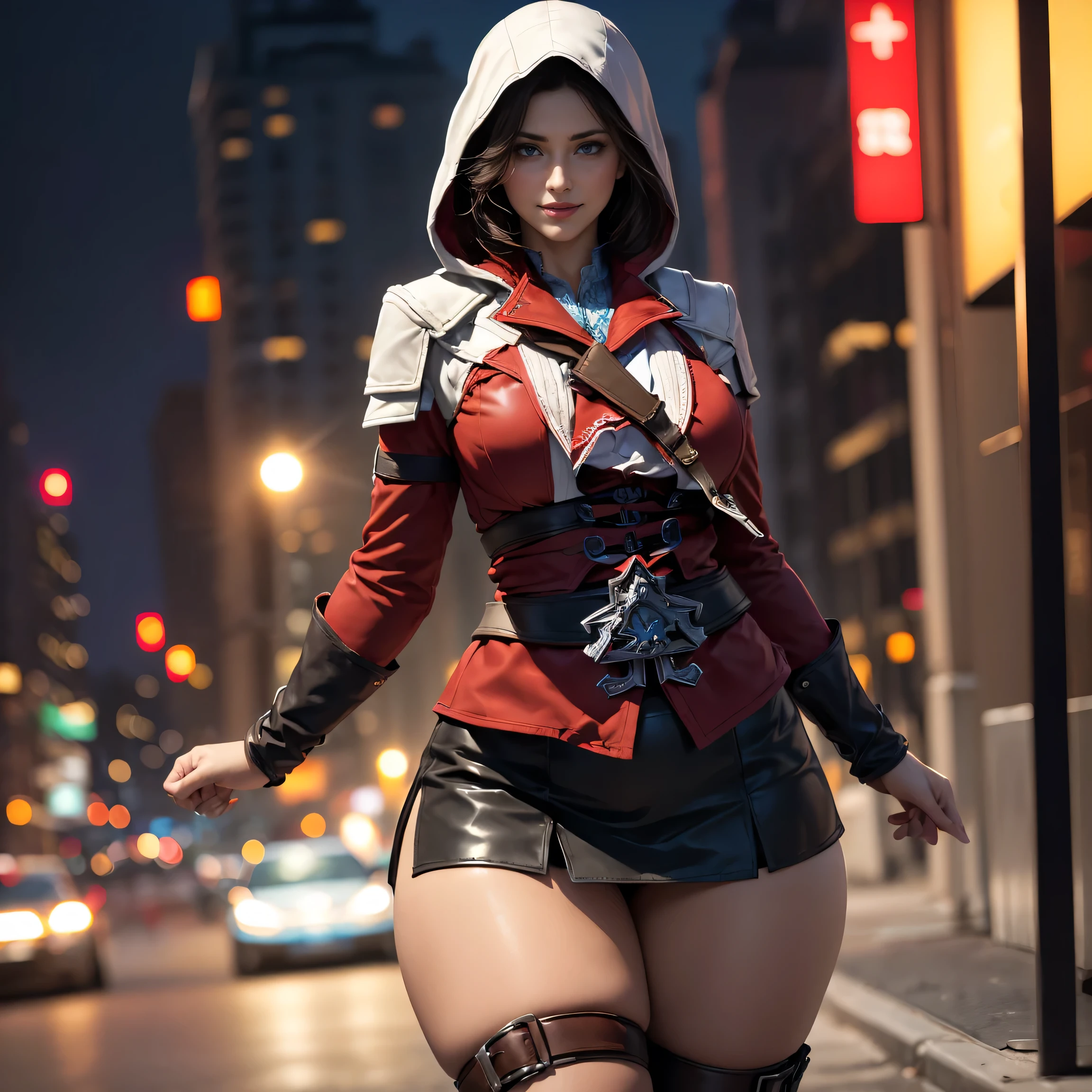 (((BIG ASS))) beautiful red riding-hood, skinny, slim thick, small waist, at the street, full body view, 8k