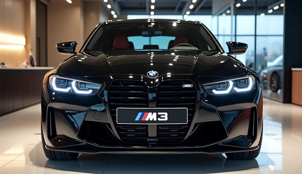 M3 Front View Black shiny colour front view 2026 bmw m3 in the showroom. The front ...