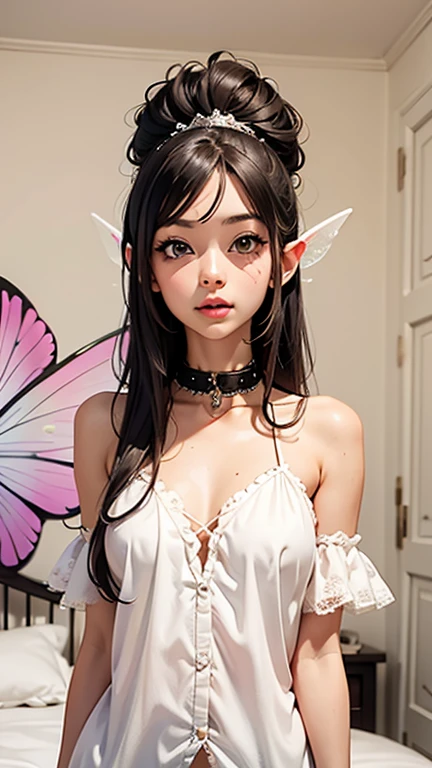 One girl Russian Flat Chest Abdominal muscles Completely naked Landmine makeup Small Boobs Sheep horns on the head Devil wings on the back night prison Idol Pose Young face Completely naked Firm Skin Beauty high resolution High precision ((Blue and black hair color)) Detailed skin Red eyes Detailed face whole body smile Double teeth Black Hair (Bobcut)