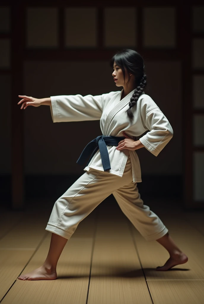 kimono branco, gola preta, faixa preta, faixa dourada, esporte de luta, taekwondo de alta qualidade, dynamic action, movimentos poderosos, Dynamic background for sports poster.