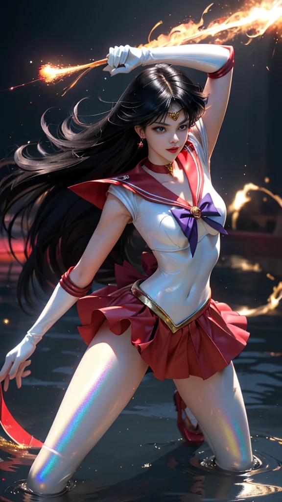 Masterpiece, full: 1.5, Stand, 8K, 。.。.。.。.。.。.。.。.。.3D, Realistic, Ultraphotomicrography, Top quality, Super Detail CG Unity 8k Wallpaper, Intricate details, (1 woman), 18 years old, Shiny crimson front mini skirt: 1.4,Show panties?show ass?(SAMA1, head gear, Sailor senshi uniform, White gloves, Red sailor color, Red skirt, Show panties,Sailor senshi uniform: 1.2,sailor mars: 1.2, Meshaunf), Incredibly straight purple-black hair: 1.2, Beautiful straight long hair shiny: 1.2, Sailor senshi uniform, Show panties,((The purple bow in the center of the chest is very large: 1.4, Gold headdress on the forehead: 1.5, Wear red gloves on your elbows: 1.1, Shiny crimson,Paired with luxurious gold accents: Enamel long knee high boots: 1.3, Saturated crimson red collar, Saturated crimson sailor collar, White latex long gloves,Decorated in luxurious gold color: 1.3, There is a very large red bow at the back of the waist: 1.1, Red necklace, Looks sexy and bold, Red Star earrings)), Smimas
Very long hair, Parted bangs,(Seductive smile, very pretty look face, Face details: 1.5, Bright purple eyes, Beautiful face, Beautiful eyes, Shiny eyes, Thin lips: 1.3, Thin, Sharp, pale eyebrows, long dark eyelashes, Double lashes), Luxury gold jewelry, Huge white wings, Lean and muscular, muscle abs, Small face, Huge breasts, Perfect proportions, Thin waist, sexy model pose, Visible pores, Perfect hands: 1.5, (Very thin,Suitable for high-gloss white holographic leather), Bold sexy slender legs swimsuit, Skinny one-piece red swimsuit,Show panties,Fighting stance, Octane rendering, Very dramatic image, Intense natural light, Sunlight, exquisite lighting and shadows, Dynamic Angle, Digital SLR, Sharp focus: 1.0, Maximum clarity and sharpness, (Burning space background, Dynamic flame on the background, People on fire: 1.2, Fireball, spark of light, Dynamic flames, Burning hair, Dynamic frames, the god of war, Moonlight, Moon, Dynamic background, detailedbackground),Sat down, opening legs, panties