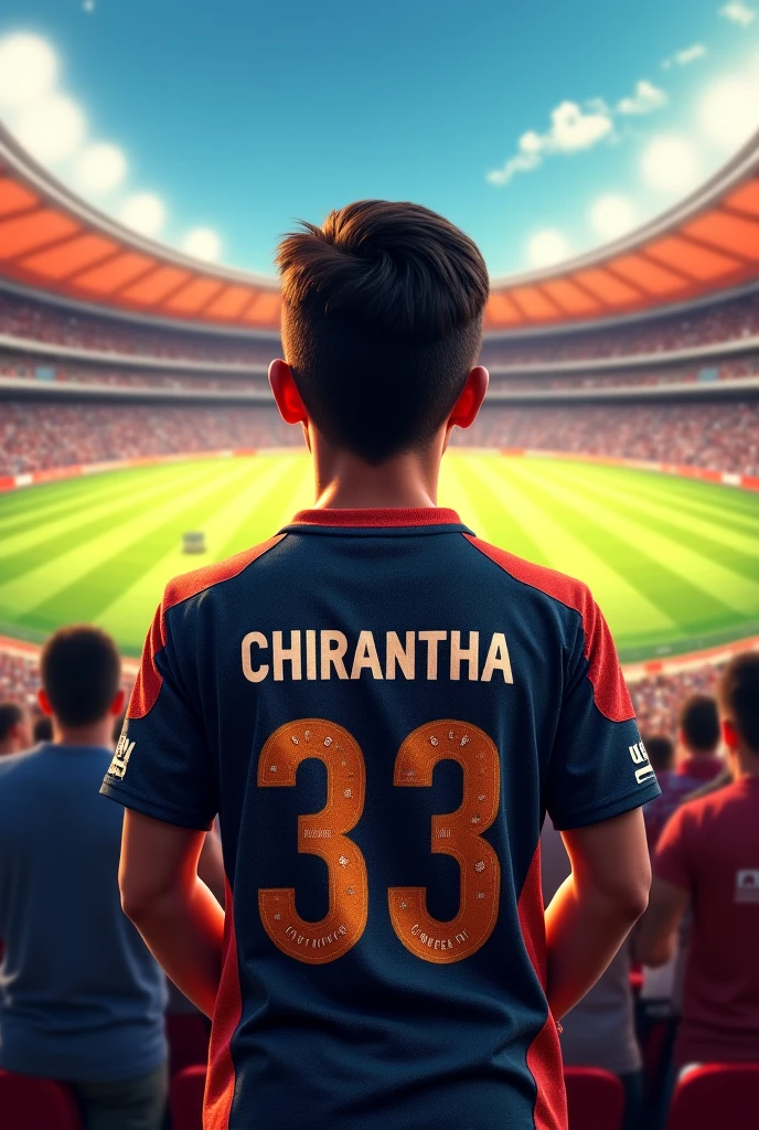 A boy playing for India eSports with his Jersey named as bi b h a s and won