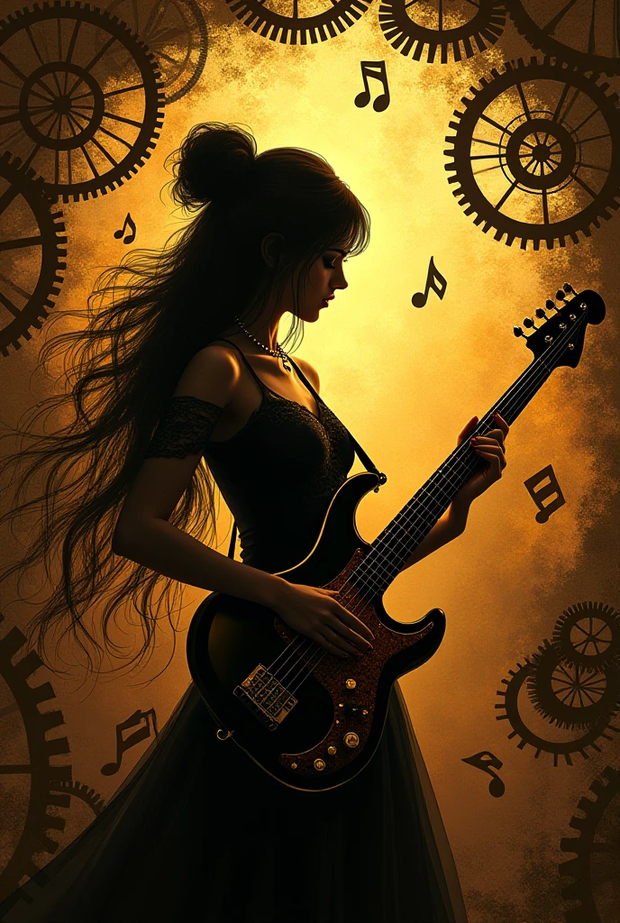 Create an image that harmonizes classic rock elements (rock 'n' roll) with a philosophical twist, Fusing the concepts of music and reflection into a single visual scene. A imagem deve evocar a energia, Rebelliousness and attitude characteristic of classic rock, incorporating philosophical elements, as symbols of thought, inspirational quotes or visual metaphors that represent the search for truth and wisdom. Be creative and surprising in your artistic approach vintage style