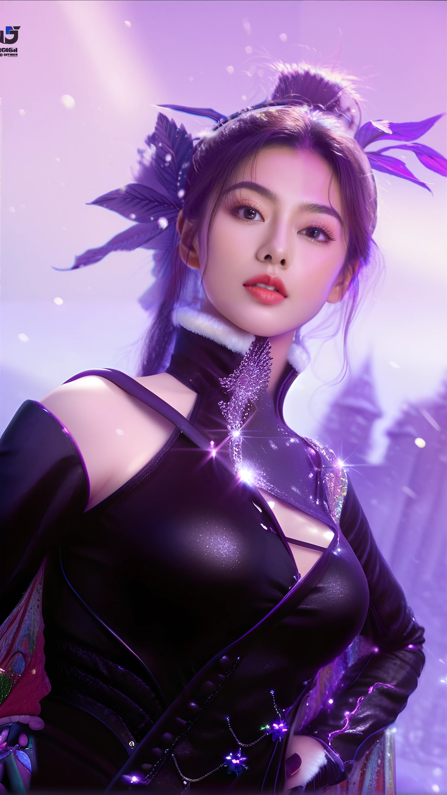 Wear glowing gloves，Wear glowing gloves，Wear glowing gloves，Wear glowing gloves 16k（tmasterpiece，k hd，hyper HD，16k）short detailed hair，Vintage train carriage area，Snow Tubing Girl 1：60 miniatures，Squats and work，Dragon Protector （realisticlying：1.4），Python robe，Purple-pink tiara，Snowflakes fluttering，The background is pure， A high resolution， the detail， RAW photogr， Sharp Re， Nikon D850 Film Stock Photo by Jefferies Lee 4 Kodak Portra 400 Camera F1.6 shots, Rich colors, ultra-realistic vivid textures, Dramatic lighting, Unreal Engine Art Station Trend, cinestir 800，