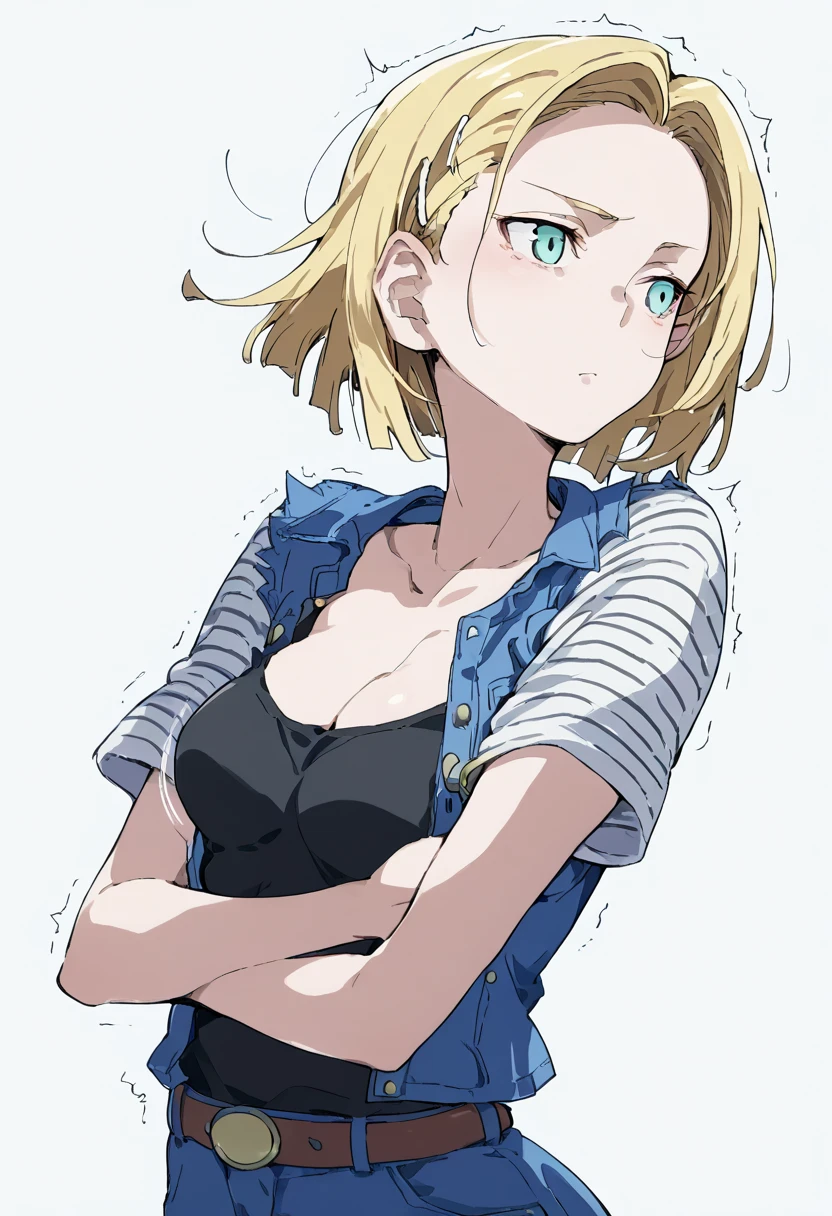 Android18全裸，， her breasts are so soft, dynamic, and shaking violently， simple background，Android18，score_9, score_8_ up, score_7_ up，，女の子の全身クローズ up，suguha,Embarrassed blush