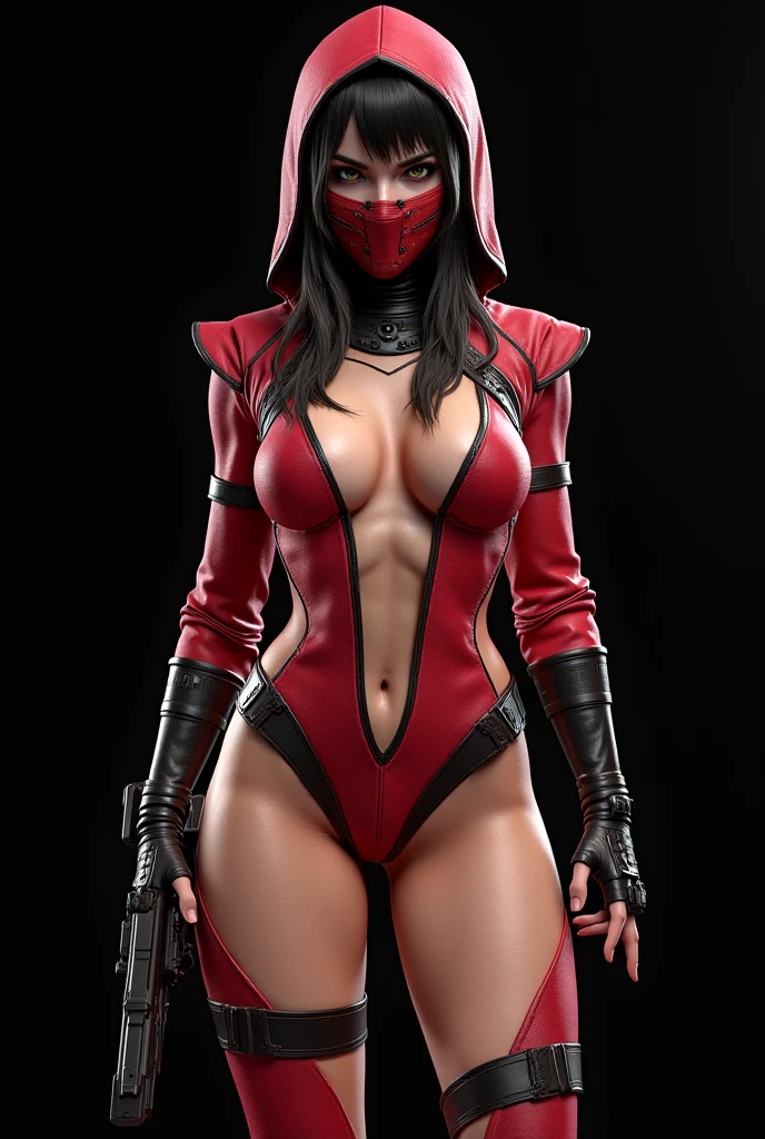 Skarlet de mortal kombat 11, with red lingerie, tetas grandes, trasero grande