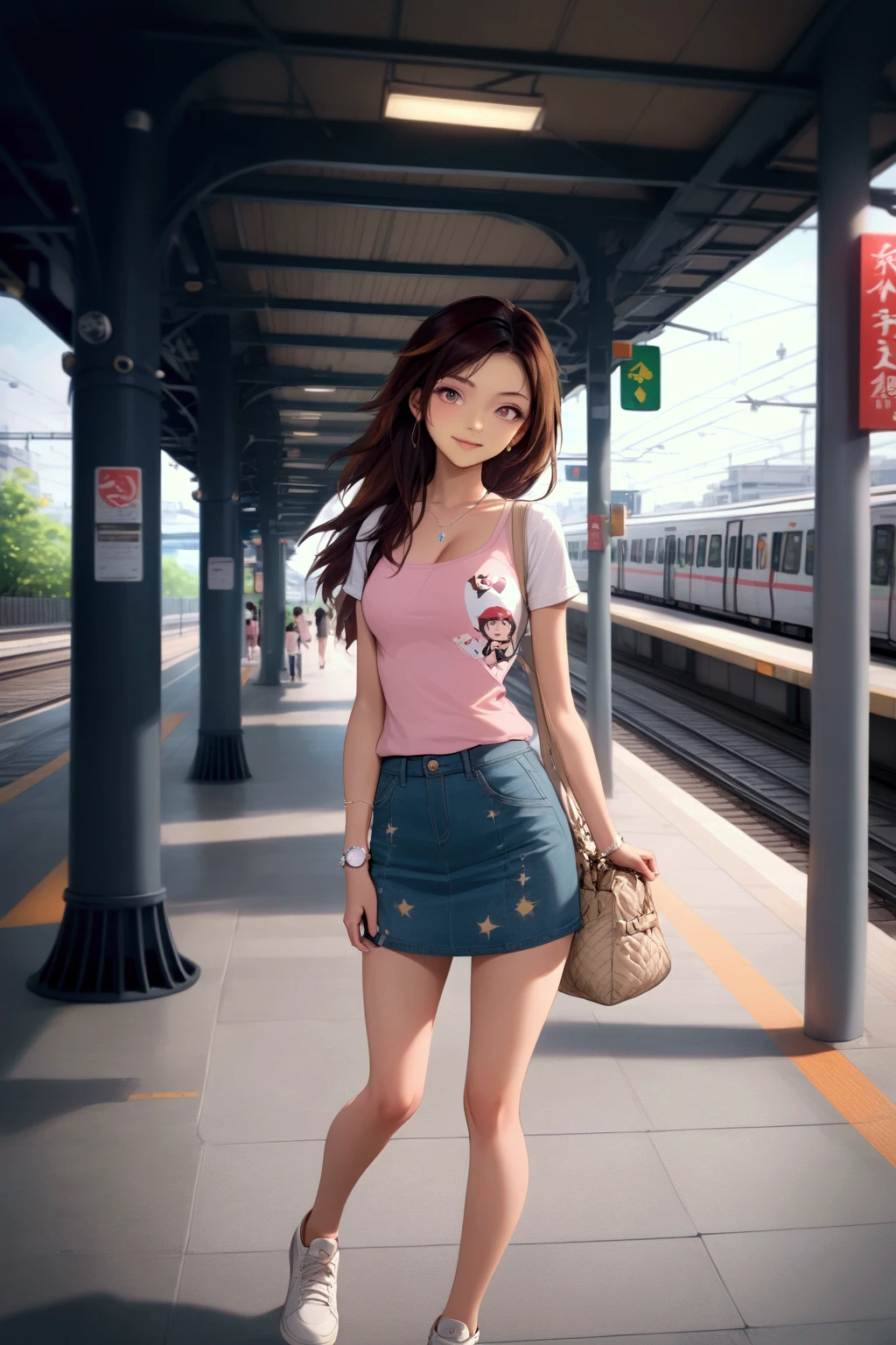 Pantless girl in public