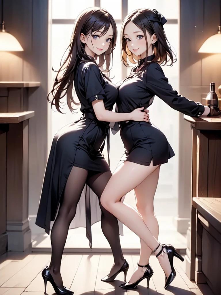 (masterpiece:1.2, highest quality), (realistic, photorealistic:1.4), (topless:1.8,full nude:1.8),beautiful illustrations, (natural side lighting, movie lighting),
looking at the viewer, ((2 girls:1.7)),((Black-haired beauty and blonde beauty)), Japanese, perfect face, Cute symmetrical face, shiny skin, baby face,
(long hair, straight hair, sideburns), flowing bangs, Idol'chest, seductive thighs, big ass), earrings,
beautiful hair, beautiful face, fine and beautiful eyes, beautiful clavicle, beautiful body, 美しいchest, beautiful thighs, beautiful feet, beautiful fingers, toes)), perfect body beauty:1.4、8 heads and bodies,
(beautiful scenery), evening, (cafe shop), Are standing, (nice smile, Upper grade), (Short skirts in uniform,show panties)