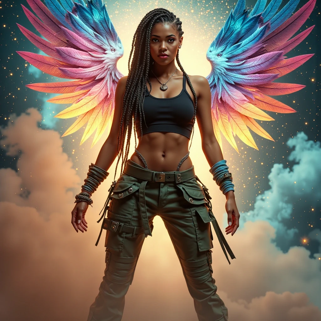 [ (art by Joan Miró:0.9) :art by James Nares:13], photograph, Hyperpunk, Glittering Monstrous beefy Bahamian (Female Archangel:1.2) , wearing suit designed by Toyota, Swiss Crazy Eyes, Backpack, Thunderstorm, Realistic, Beautifully Lit, film grain, Iphone X, F/14, Cathode tube, hyperdetailed, (cinematic still:1.2)
  <lora:offset_0.2:0.5> <lora:add-detail-xl:0.7>