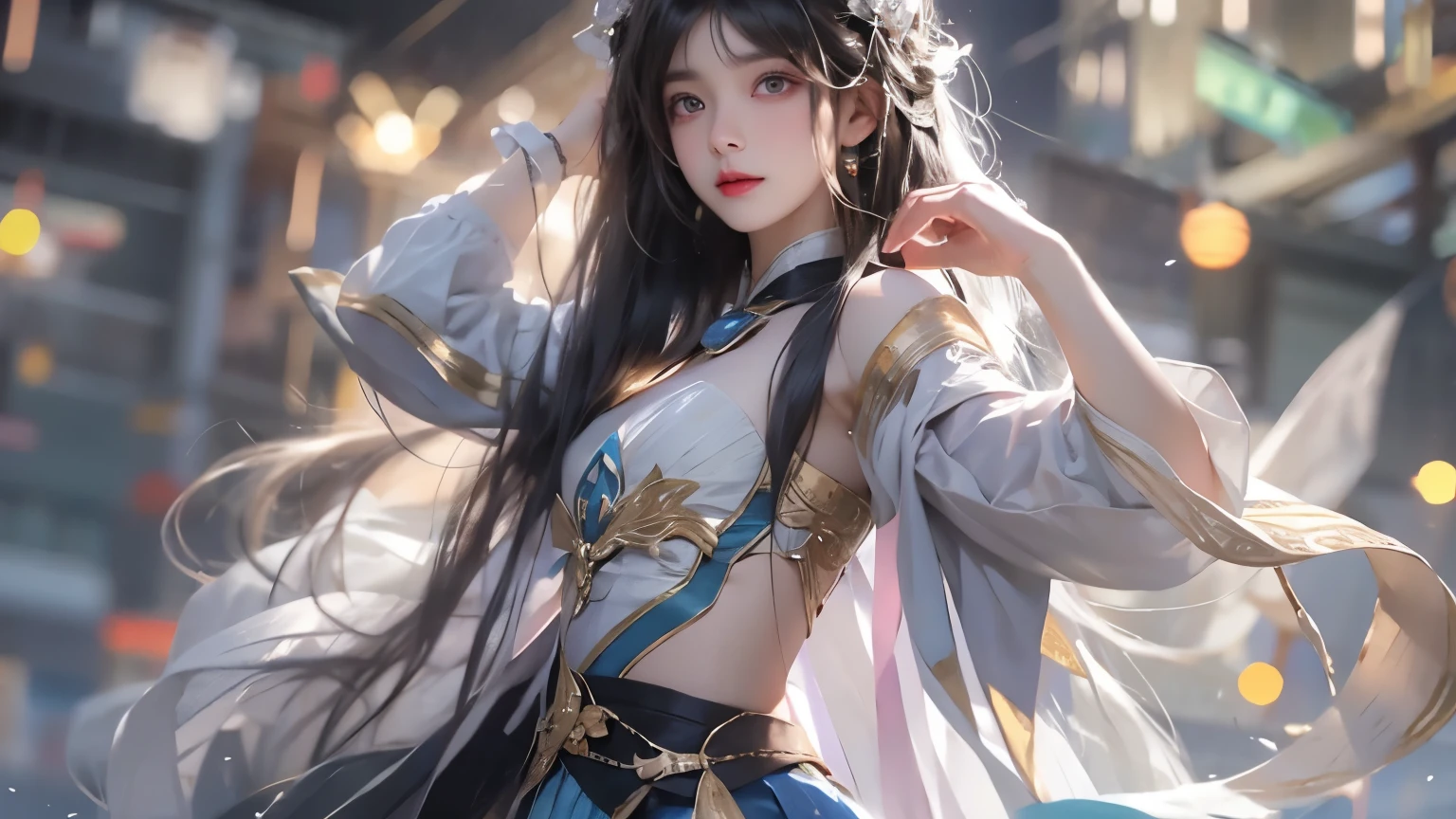 (1girl:1.3),solo,__body-parts__,
official art, unity 8k wallpaper, ultra detailed, beautiful and aesthetic, beautiful, masterpiece, best quality,Fantastical Atmosphere, Calming Palette, Tranquil Mood, Soft Shading,
Miko priestess, charm spell, talisman familiar, shrine maiden duties, --auto --s2