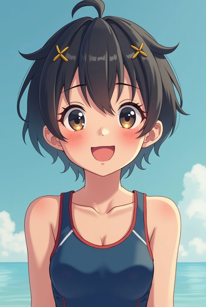Highres, Masterpiece, Best quality at best,Best Quality,hight quality, hight detailed, 2boy, Boys, Shota, Orange tank top, Wearing headband, Tank top, (Smooth armpit), (very young boy), (very small and short body), 12-year-old boys, (Showing armpit:1.3), Simple beckground, Little sweat