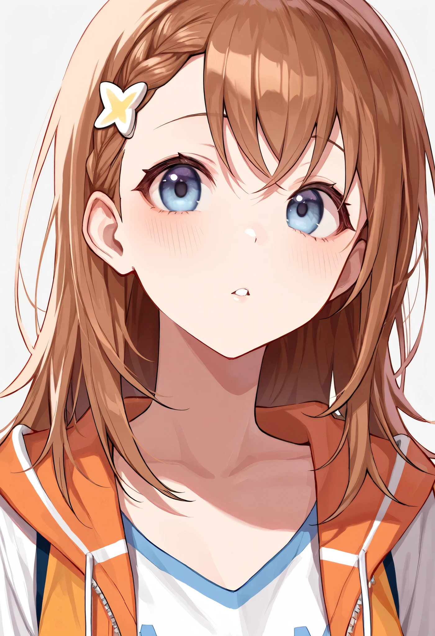 Hanasato Minori, Character Portrait,(8k, best quality, masterpiece:1.2),\(Eye details\),\(Facial features details\),(\( clothes details details\)\),(1 girl:1.3),(OAO)!,startle