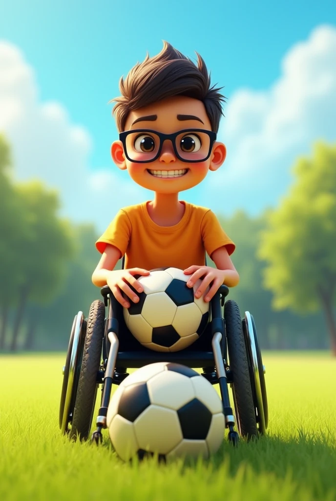 Make a child goalkeeper in a wheelchair