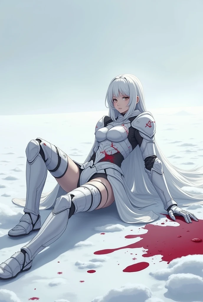 White hair, red eyes, red clothes, short, barefoot
